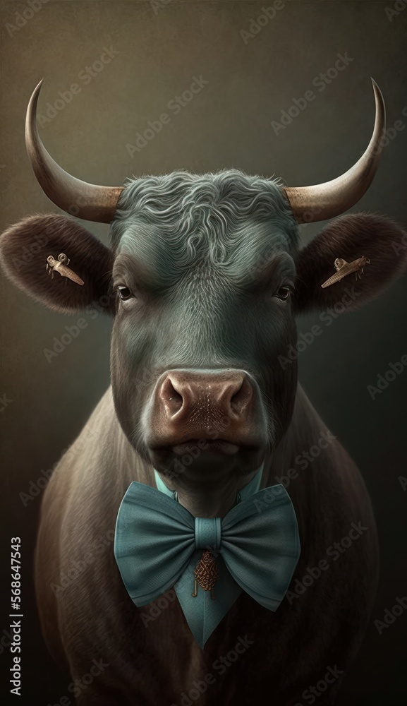 Stylish Humanoid Gentleman Animal in a Formal Well-Made Bow Tie at a Business Dance Party Ball Celebration - Realistic Portrait Illustration Art Showcasing Cute and Cool Bull (generative AI) Stylish Humanoid Gentleman Animal in a Formal Well-Made Bow Tie at a Business Dance Party Ball Celebration - Realistic Portrait Illustration Art Showcasing Cute and Cool Bull (generative AI)