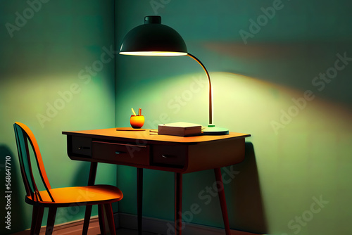 Desk of free space lamp Desk of free space and lamp. Generative Ai