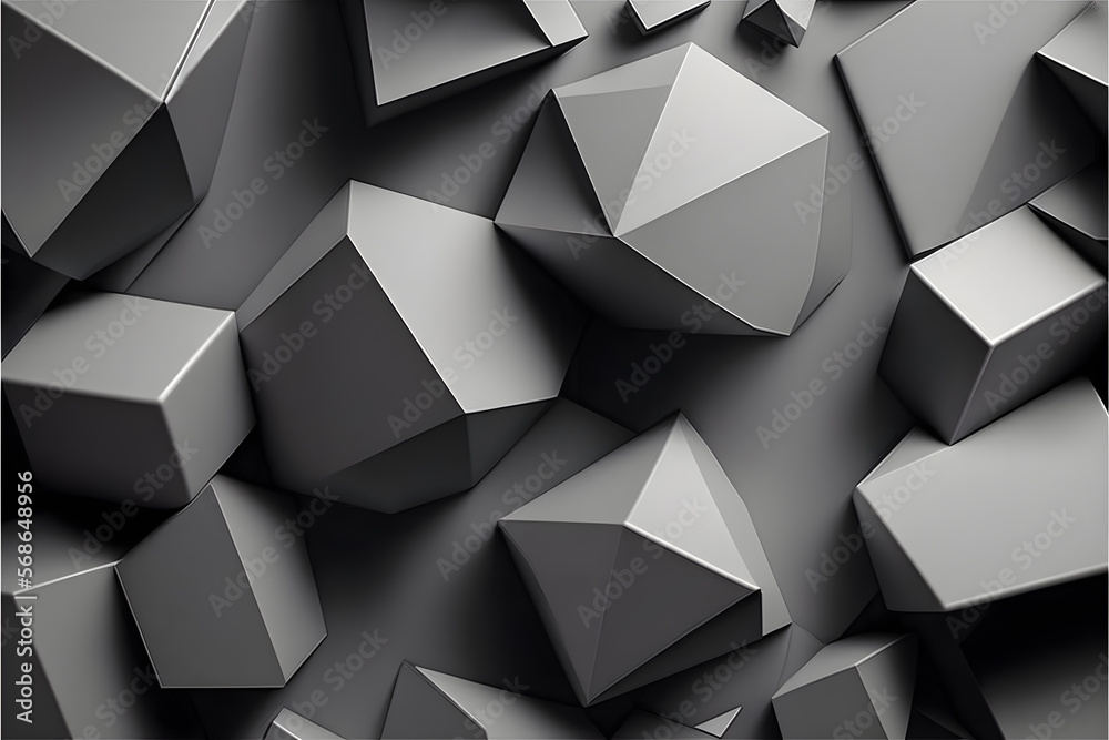 Fototapeta premium Grey geometrical shapes background made with Generative AI