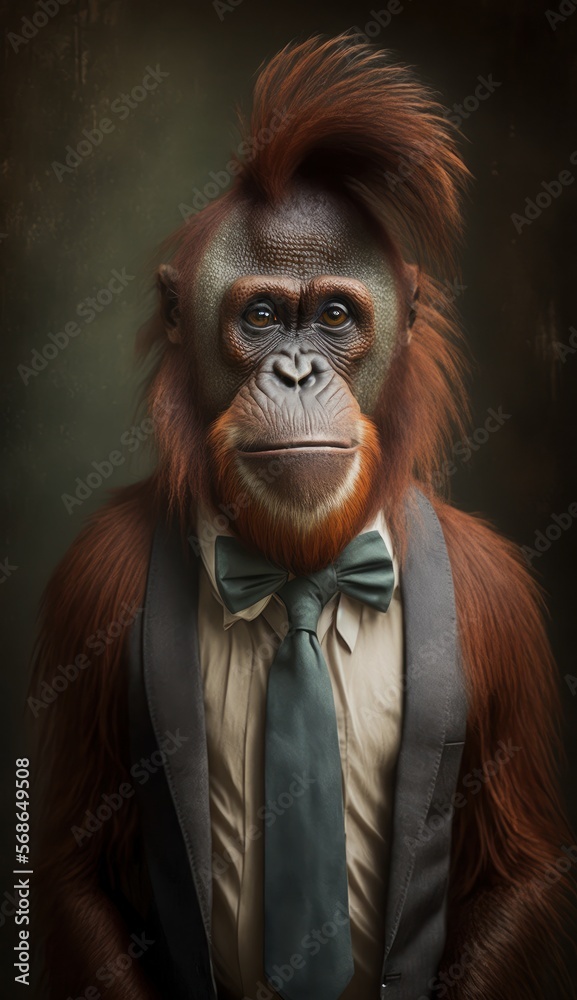 Stylish Humanoid Gentleman Animal in a Formal Well-Made Bow Tie at a Business Dance Party Ball Celebration - Realistic Portrait Illustration Art Showcasing Cute and Cool Orangutan (generative AI) Stylish Humanoid Gentleman Animal in a Formal Well-Made Bow Tie at a Business Dance Party Ball Celebration - Realistic Portrait Illustration Art Showcasing Cute and Cool Orangutan (generative AI)