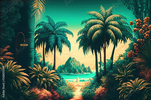 Tropical background illustration  Ai generated