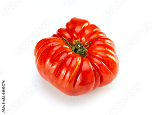 Big Red Heirloom Tomatoe on White Backdrop