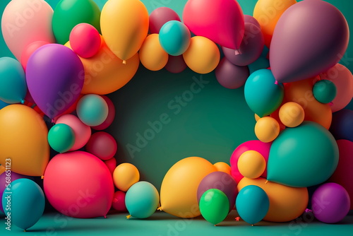 Colorful balloons with empty space for text.Generative AI