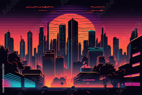 Night city, Cyberpunk style illustration, Ai generated