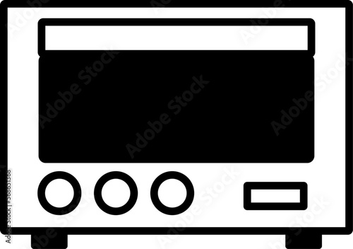 オーブンレンジ・電子レンジのシンプルな白黒イラスト