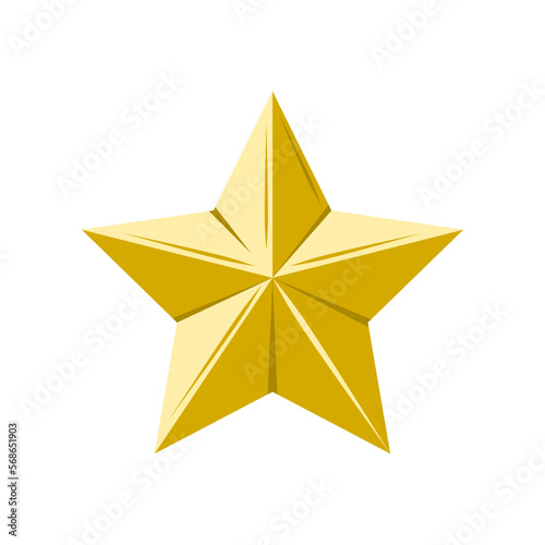 Golden yellow vintage shiny star icon flat vector design