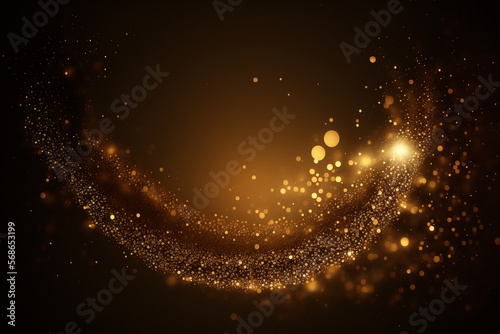 Golden glitter sparkling dust on black background illustration