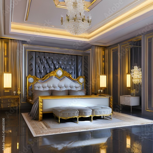 A luxurious master bedroom with a king-size bed1, Generative AI photo