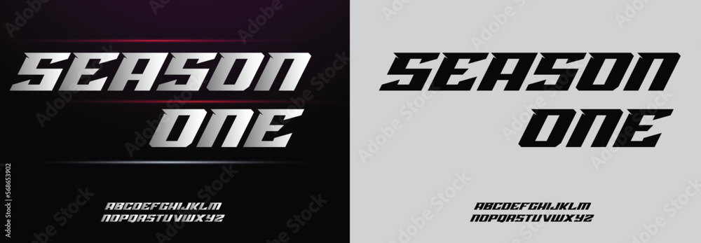 Obraz premium Season One, Game Sport Movie Alphabet Font. Typography modern regular style font for technology, digital, logo design. vector illustration