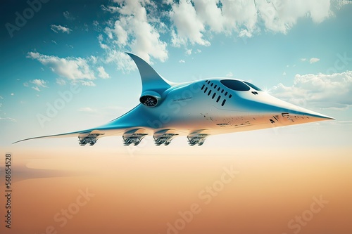 The Future of Flight: Experience a New Era of Travel in a Blended Wing Body Airplane. Photo AI