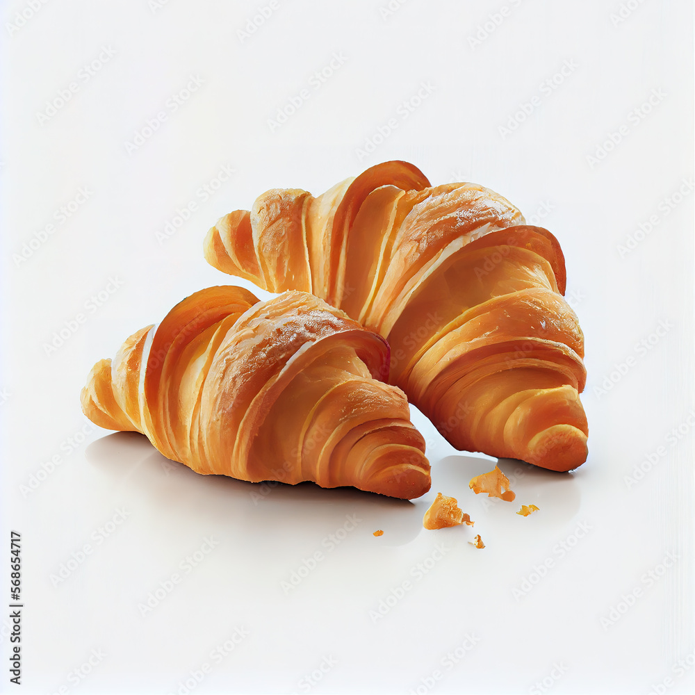 Croissants isolated on a white background. Ai generated