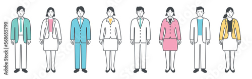 人物　全身　ビジネスパーソン　アイコン　イラストセット