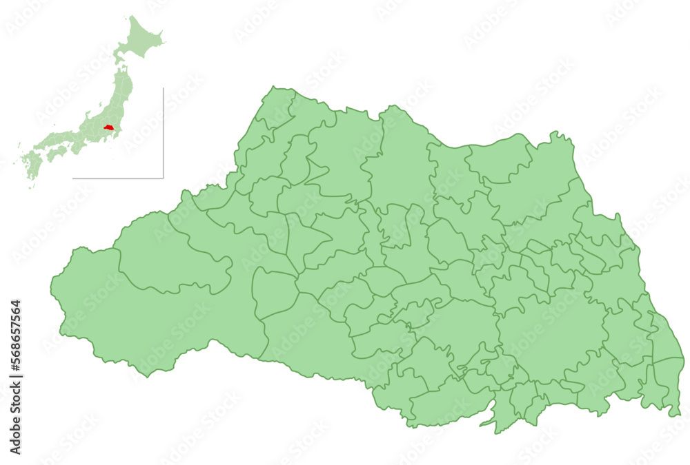 Obraz premium 埼玉 地図 市町村 アイコン