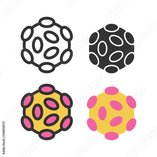 Bacteria, microbe, virus outline vector icon set