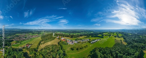360° Rundblick auf die Region um den Hohen Peißenberg im bayerischen Oberland