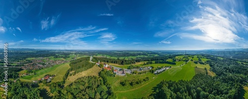 360° Rundblick auf die Region um den Hohen Peißenberg im bayerischen Oberland photo