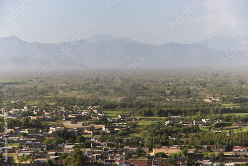 Panoramic view from Takht-i-Bahi buddhist monastery in Mardan, Pakistan