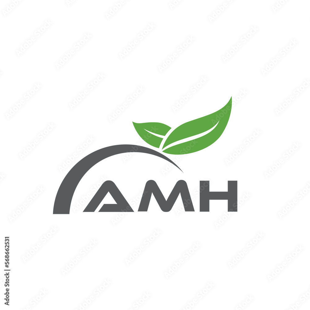 AMH letter nature logo design on white background. AMH creative initials letter leaf logo concept. AMH letter design. AMH letter nature logo design on white background. AMH creative initials letter leaf logo concept. AMH letter design.