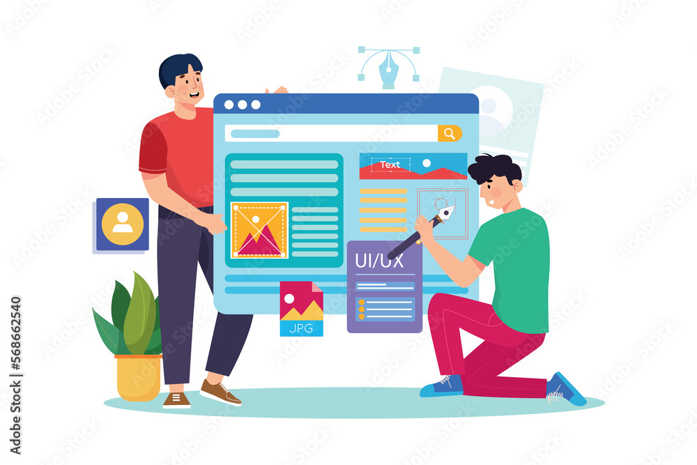 Team People Building Creating Application User interface Front view Team People Building Creating Application User interface Front view