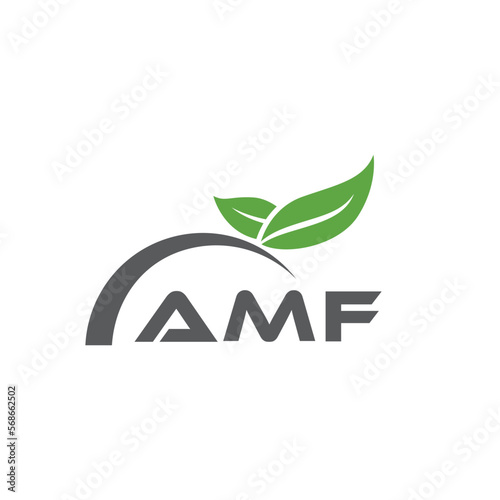 AMF letter nature logo design on white background. AMF creative initials letter leaf logo concept. AMF letter design.
 photo