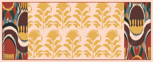 Suzani - a traditional textile product in Uzbekistan, a home interior element. Nowadays using for decorating fashion outfits and other creative elements. 