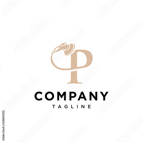 Letter P Detailing car motorcycle icon logo vector template.
