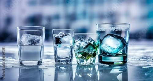 ice cubes in glass on backg...