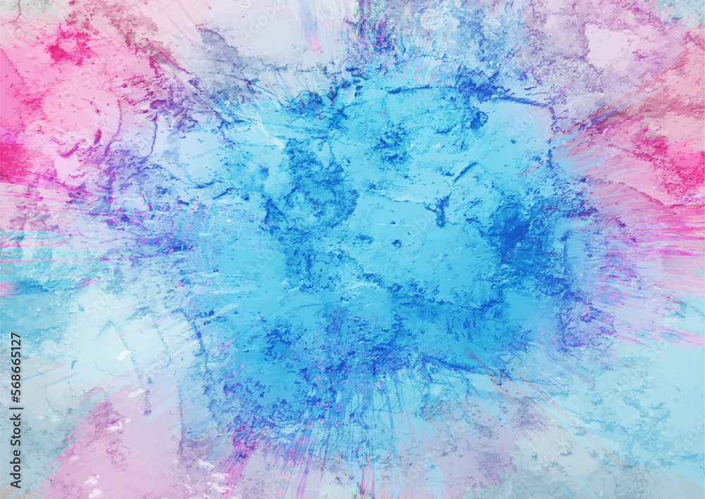 Blue pink blot splash abstract grunge background. Vector design