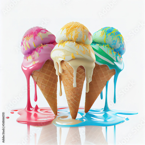 Ice cream on white background, Ai generated