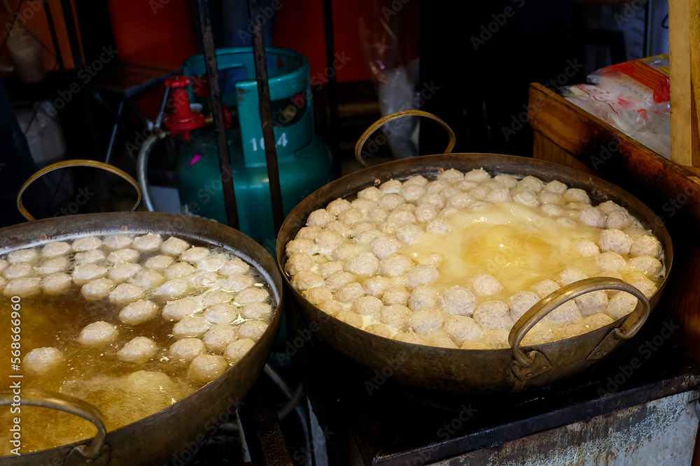 giant wok cooking Stock Photo