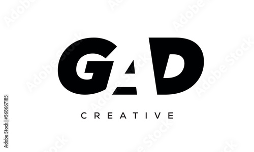 GAD letters negative space logo design. creative typography monogram vector