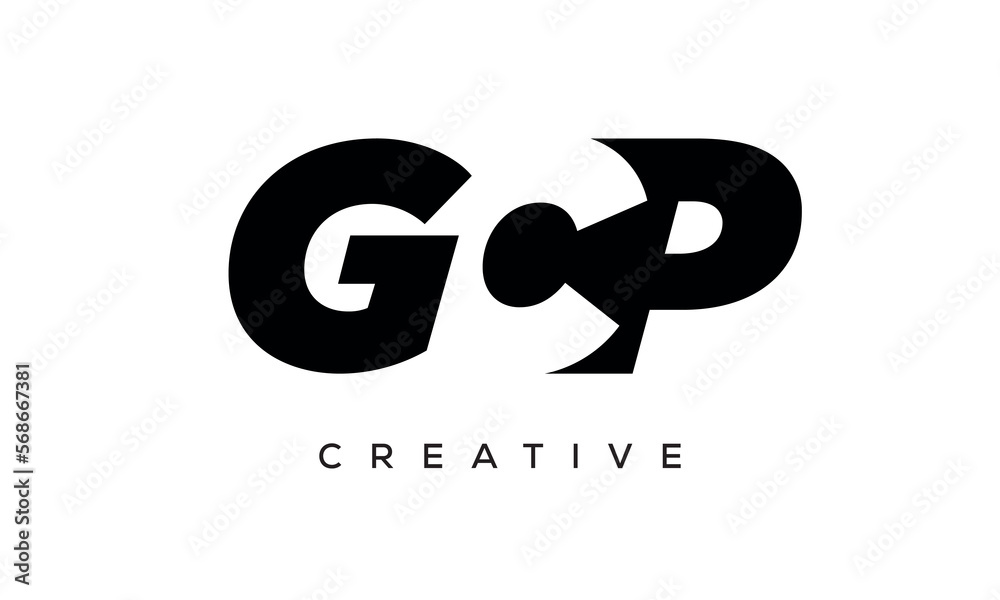 GCP letters negative space logo design. creative typography monogram vector GCP letters negative space logo design. creative typography monogram vector
