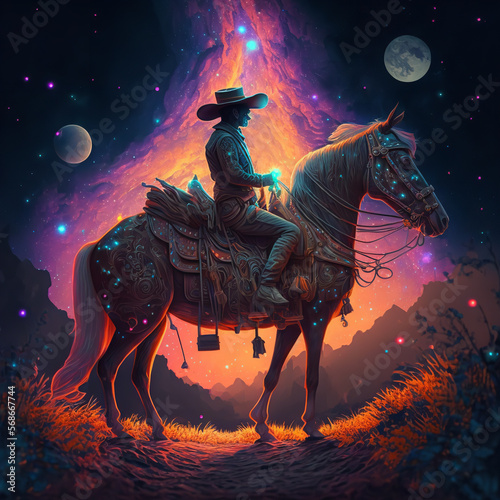 cowboy riding his horse Generative AI