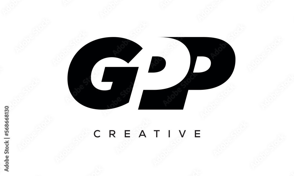GPP letters negative space logo design. creative typography monogram vector