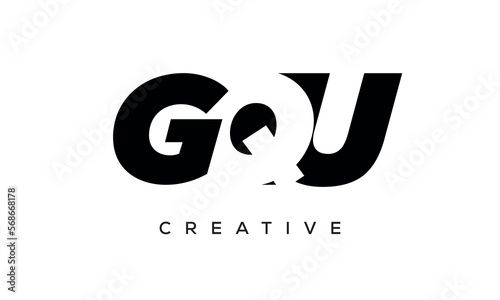 GQU letters negative space logo design. creative typography monogram vector