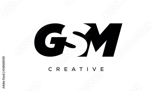 GSM letters negative space logo design. creative typography monogram vector