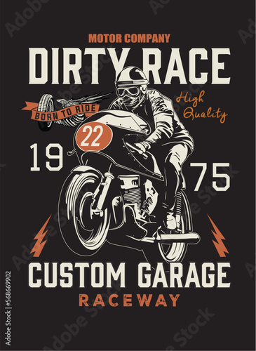 motorcycle garage badge with the dirty texture