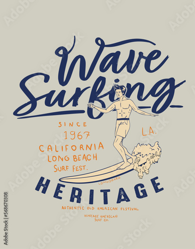 Canvas Print vector surf and paradise and surf rider boy illustration print