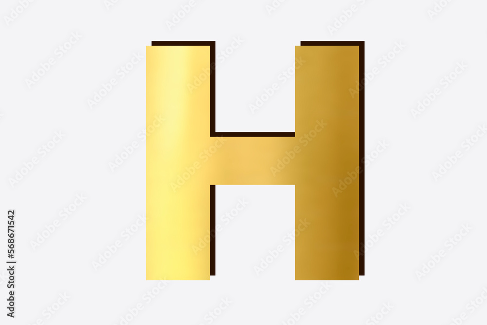 Obraz premium golden Alphabet H, isolated over white background