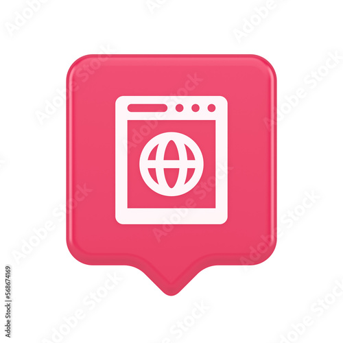 Free Download Internet browser global wireless connection button cyberspace virtual networking 3d speech bubble icon - GFXLoad