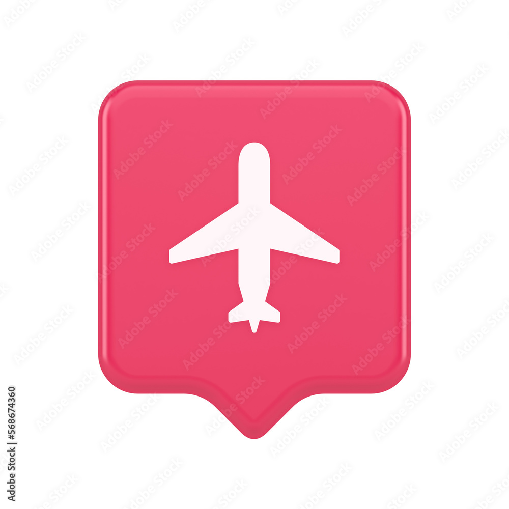 Airplane online check in button digital service passenger registration 3d realistic speech bubble icon Airplane online check in button digital service passenger registration 3d realistic speech bubble icon