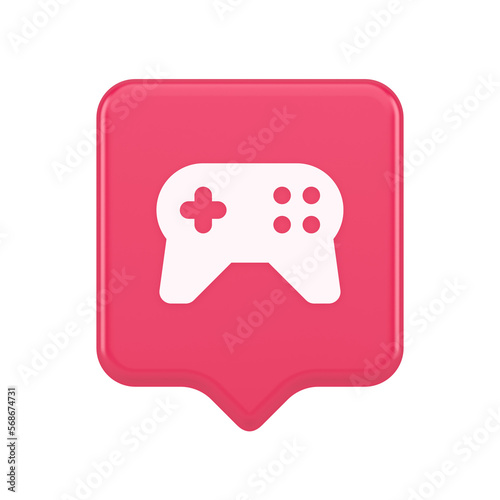 Gamepad controller virtual gaming connect button joystick joypad web app 3d realistic speech bubble icon