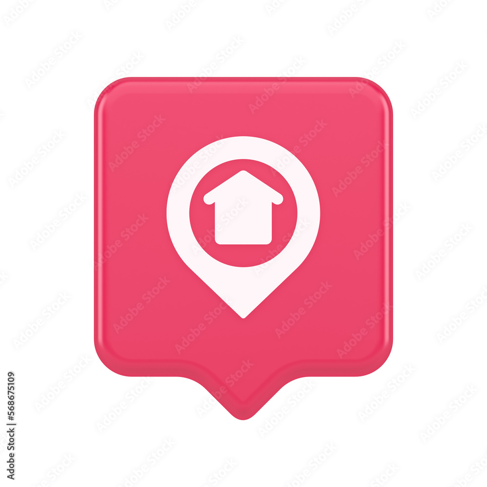 Urban building location find button house map pin web application 3d realistic speech bubble icon Urban building location find button house map pin web application 3d realistic speech bubble icon