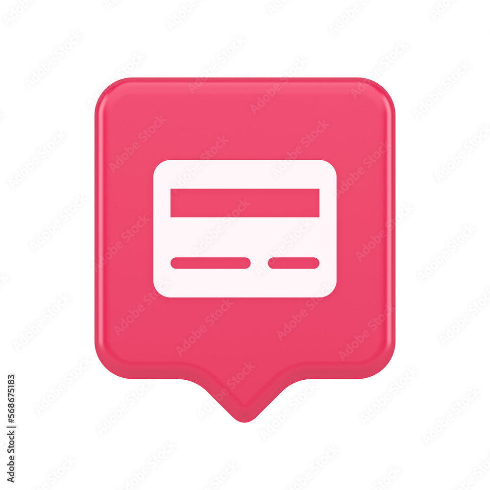 Credit debit card e money payment button digital financial banking account 3d realistic speech bubble icon Credit debit card e money payment button digital financial banking account 3d realistic speech bubble icon