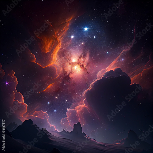 Wallpaper of cosmic nebula. Generative ai