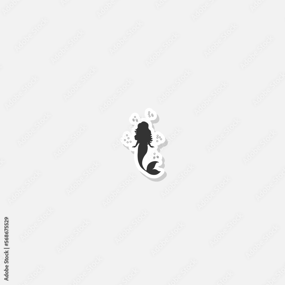 Mermaid logo sticker isolated on gray background Mermaid logo sticker isolated on gray background