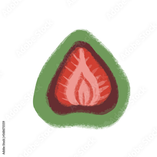 Isolated hand drawn illustration of Japanese style dessert, ichigo daifuku