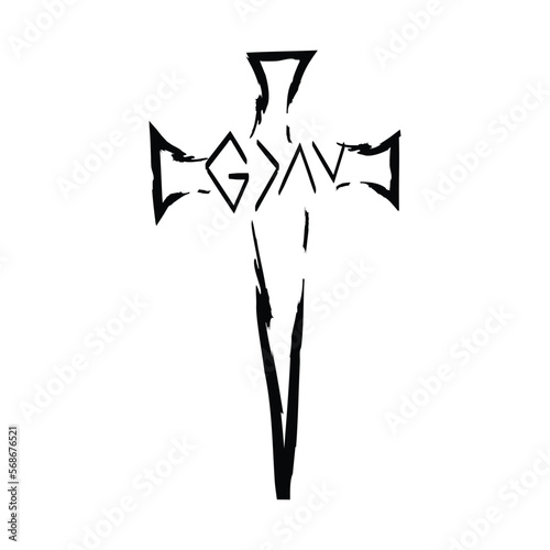 Scripture Illustration for Tattoo design. The message of the Gospel of Jesus Christ. Bible lesson for kids