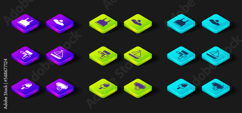 Set Ice cream, Diving mask, Water gun, Yacht sailboat, Elegant women hat and Sleeveless T-shirt icon. Vector