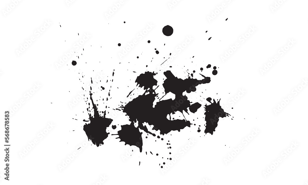 Abstract ink Black Splash Background black watercolor splash isolated on white	
